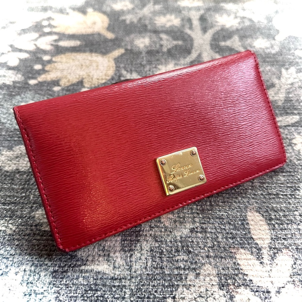 Ralph Lauren Red Leather Snap Wallet